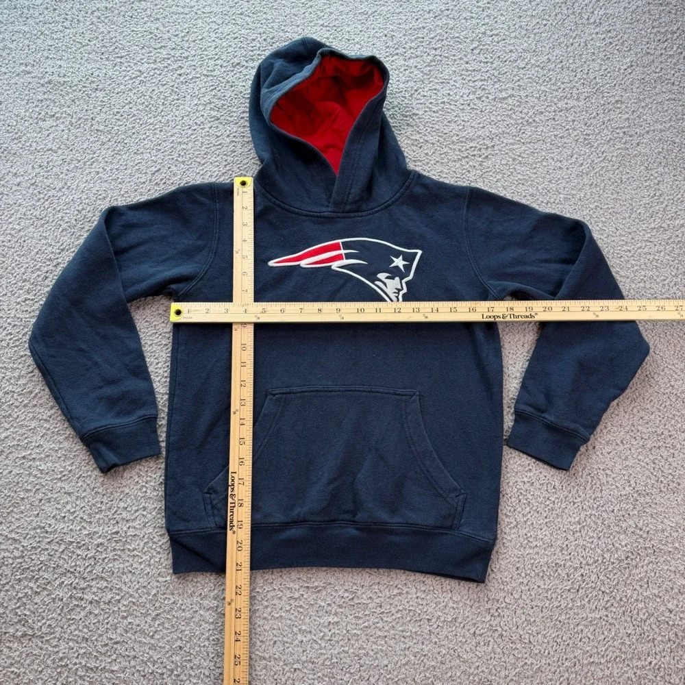 New England Patriots Youth M 10/12 Hoodie Navy Logo Sweatshirt NFL Team Apparel